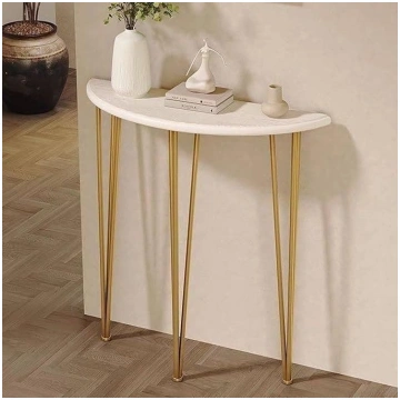 Crescent Console Sofa Table with Solid Wood Table 