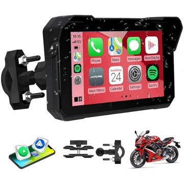 Motociklu CarPlay ekrāns ar bezvadu CarPlay un And
