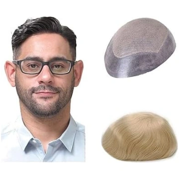 Lordhair Knotless Toupee vīriešiem, ādas plakana i