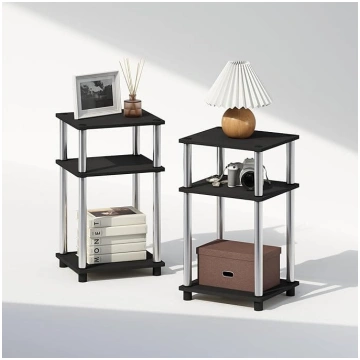 Furinno Just 3-Tier Turn-N-Tube Bedside Table with