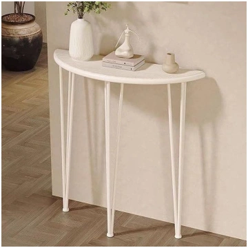 Crescent Console Sofa Table with Solid Wood Table 