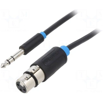 Cable | Jack 6,3mm 3pin plug,XLR female 3pin | 10m