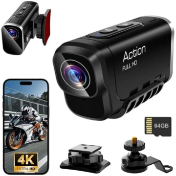 4K WiFi sporta kamera, ķiveres kamera ar divkāršo