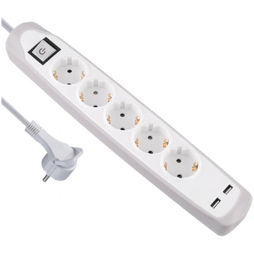 Pagarinātājs Electraline, 3 x 1 mm², 2 m, 5 ligzda