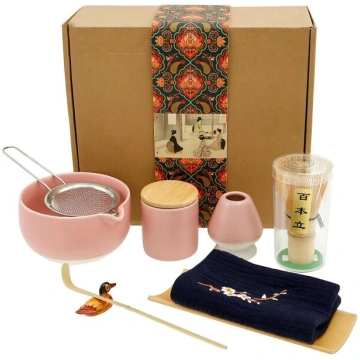 Matcha pagatavošanas komplekts Vavpup, rozā, 9 gab