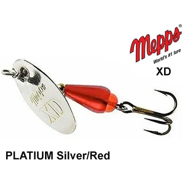 Rotējošais māneklis Mepps XD PLATIUM Silver/Red 7 