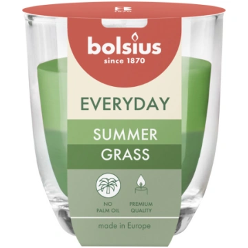 Svece, aromātiskā Bolsius Summer Grass, 21 h, Zaļa