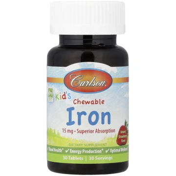 Carlson, Kid's Chewable Iron, Natural Strawbe