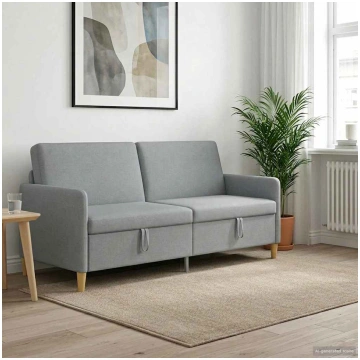 Sofas ar uzglabāšanu gaiši pelēka 192 x 78 x 87 cm