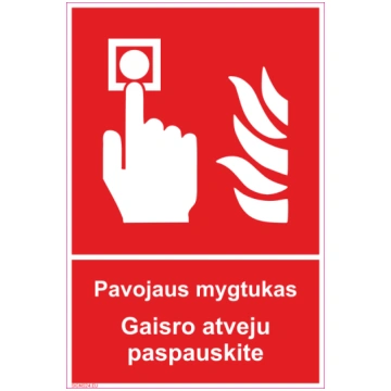 Zīme Trauksmes poga ugunsgrēka gadījumā nospiest A