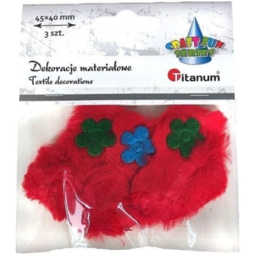 Titāna kažokādas sirds aplikācijas, 3 gab. Nav nor