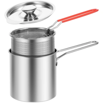 Set Deep Frying Pot Kitchen Fryer With Strainer St