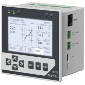Panel-mounted 3.5” controller, 230 V AC, 8DI + 8DO