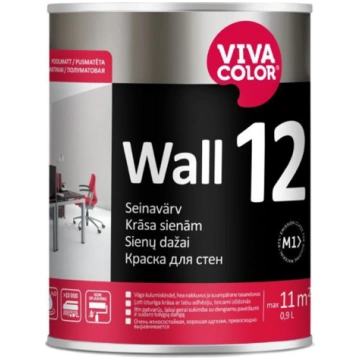 Sienu krāsa Vivacolor Wall 12, balts krās., 0.9 l