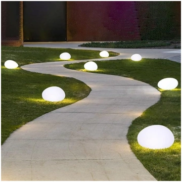 Moderna un radoša dārza lampa akmens imitācijā, LE