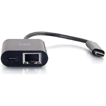 C2G USB-C Ethernet adapteris W/Power Black USB 3.0