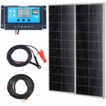 200W monokristālisks saules panelis 12 V + uzlādes