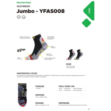 CALZA ROBUSTA Jumbo 1 Paio Tg 43/46-Giallo
