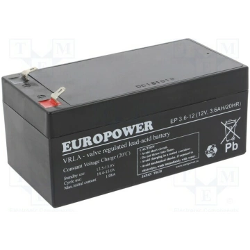 Re-battery: acid-lead; 12V; 3.6Ah; AGM; maintenanc