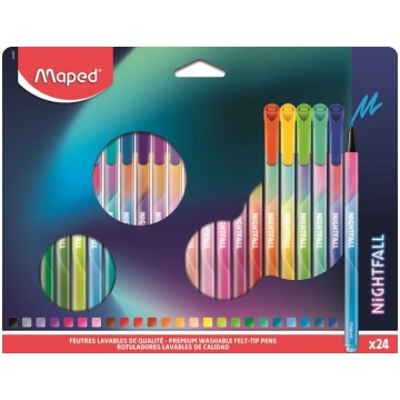 Flomāsteri 0.8mm 24 krāsas Maped Nightfall