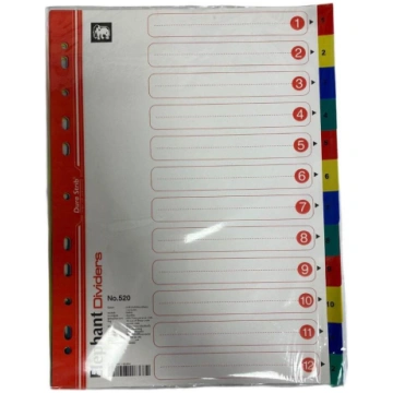 Dokumentu sadalītāji DIVIDERS 1-12, A4, PP, krāsai