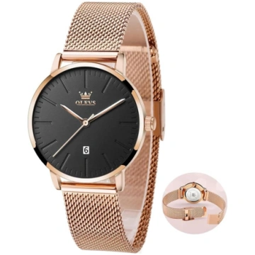 OLEVS Rose Gold sieviešu pulkstenis, nerūsējošais 