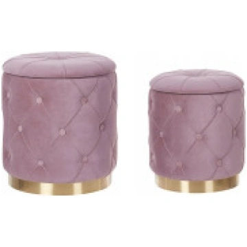 Beliani 2 pufu komplekts ar glabātuvi. rozā PUEBLO