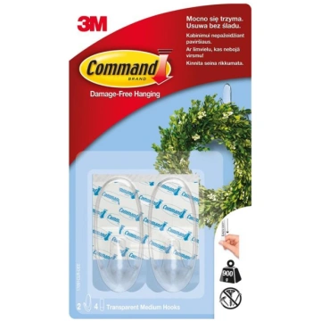 Command Medium Clear Hooks with Clear Stripes 1709