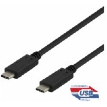 Deltaco Cable USB-C 3.2 100W 5A 1m black vads USBC