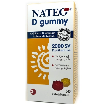 NATEO® D gummy košļājams D vitamīns ikdienas lieto