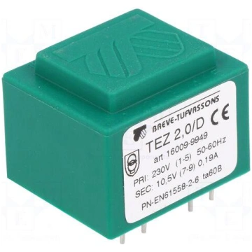 Transformer: encapsulated | 2VA | 230VAC | 10.5V |