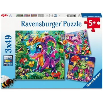 Puzzle 3x49 Little dragons discover nature Ravensb