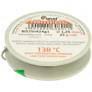 Tin | lead free | Bi57Sn42Ag1 | 1.25mm | 25g | ree