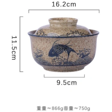YWDL Japanese Instant Ramen Bowl With Lid Retro Ce
