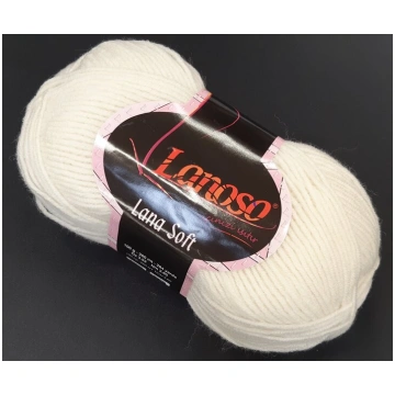 Adīšanas diegi Lanoso Lana Soft, 100g, krāsa balta