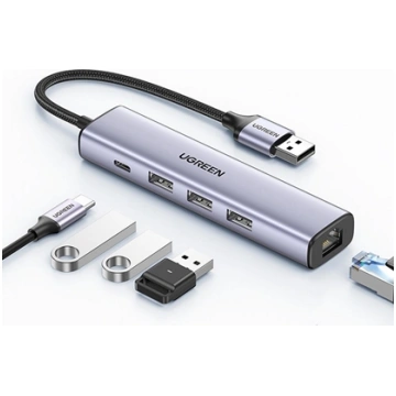 HUB USB Ugreen 1x RJ-45 1x USB-C + 3x USB-A 3.0 (U