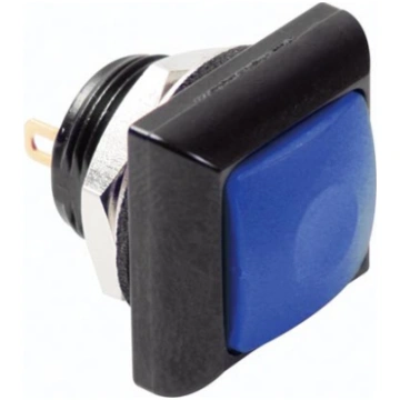 MINI SQUARE METAL PUSH BUTTON WITH BLUE BUTTON 1P 