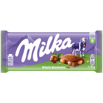 Šokolādes tāfelīte MILKA Whole Hazelnuts 95g 450-2