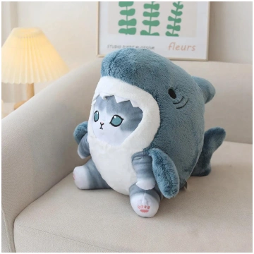 Kawaii Tempura Fried Shrimp Shark Cat Plush Doll K