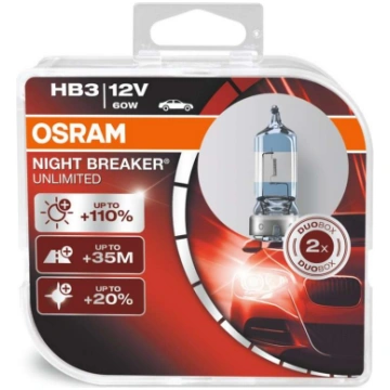 Halogēnspuldze Osram Night Braker +110% HB3 (Pāris