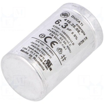 Capacitor: motors, run | 5uF | 425VAC | Ø35x60mm |