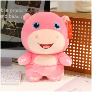 25cm Colorful Fluffy Baby Hippo Plush Toy with Und