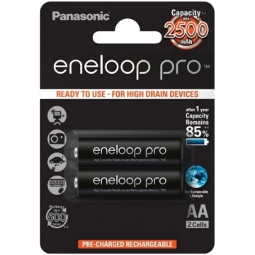 Uzlādējamās baterijas Panasonic, AA, 2500 mAh, 2 g