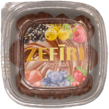 Zefīri no augļu-ogu biezeņa piena šokolādē karamel
