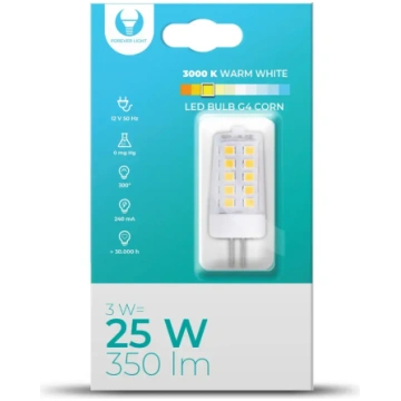 Forever Light LED G4 Corn Bulb, 3W, 12V, 3000K, 35