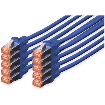 DIGITUS CAT 6 S/FTP Patchkabel, 10 Stück, 2m, blau