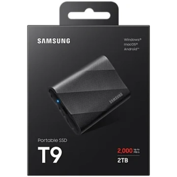 Ārējais disks Samsung T9, SSD, 2 TB, melna krās