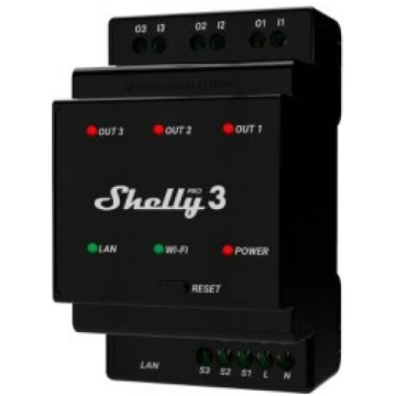 Relejs Shelly Pro 3, 3P, 48 A, 230 V