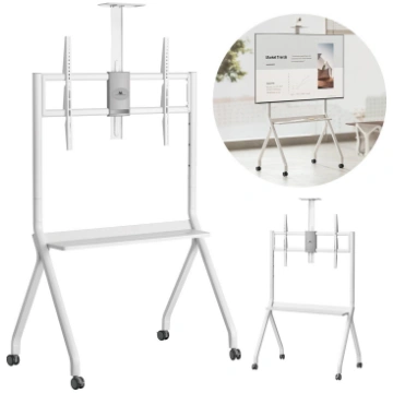 Maclean MC-114 White TV cart on casters 55-100" ma