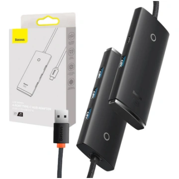HUB Adapter 4-Port USB-C Baseus OS-Lite 25cm (Blac